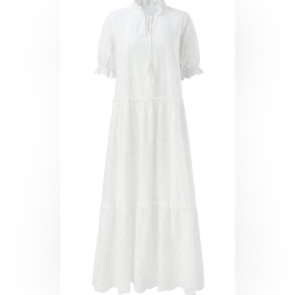 White cotton maxi dress for women